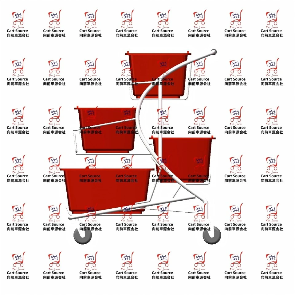 Cart Source 4-basket Aluminum Shopping Cart
